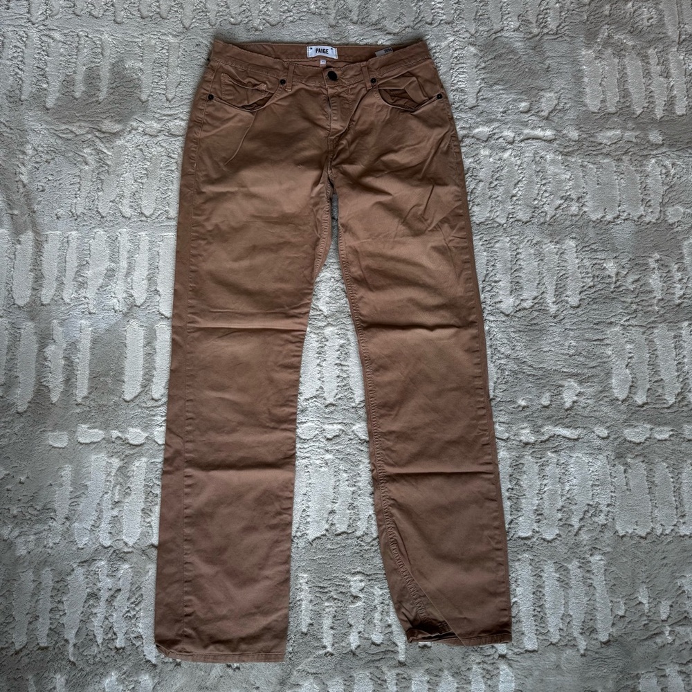 Paige Tan Straight-Leg Pants